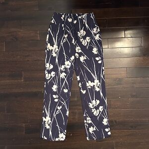 Zara Navy and White Patterned Pants